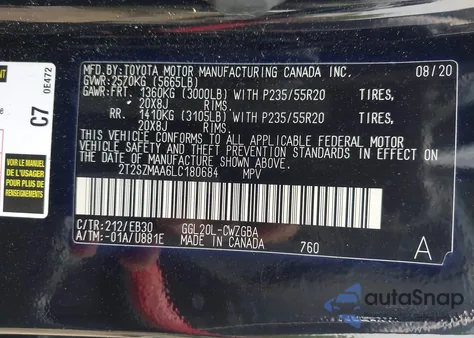 2020 Lexus Rx 350 F Sport из США, поврежденный, VIN 2T2SZMAA6LC180684